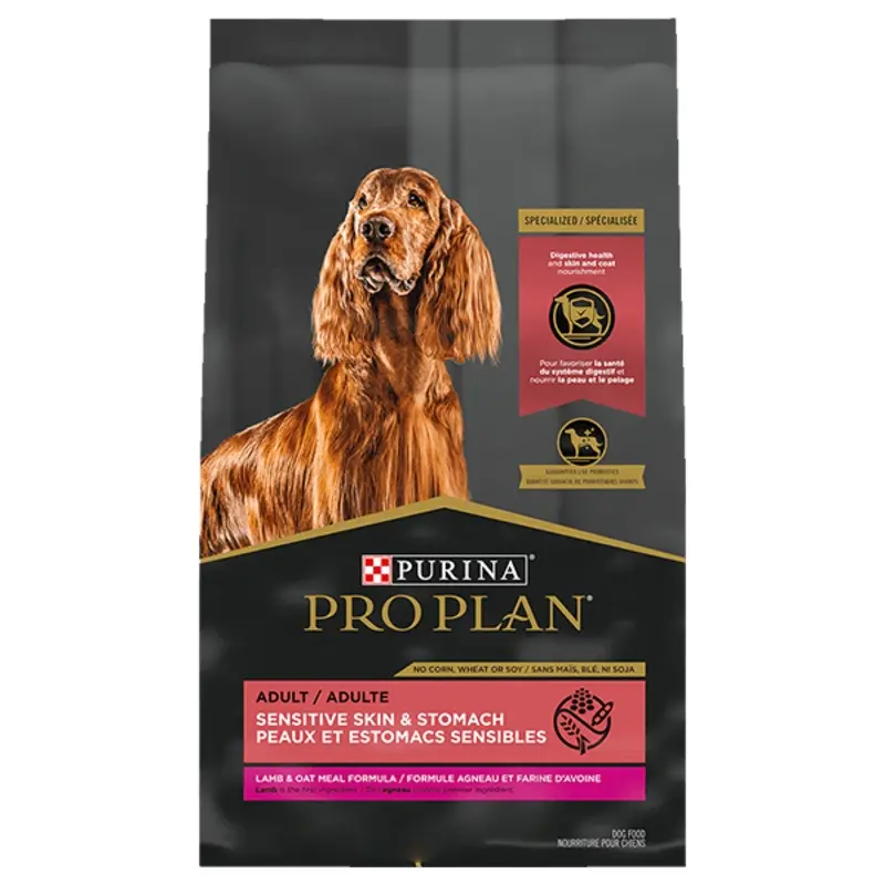 Purina Pro Plan Adult Sensitive Skin & Stomach Lamb & Oat Meal Dry Dog Food, 24lb