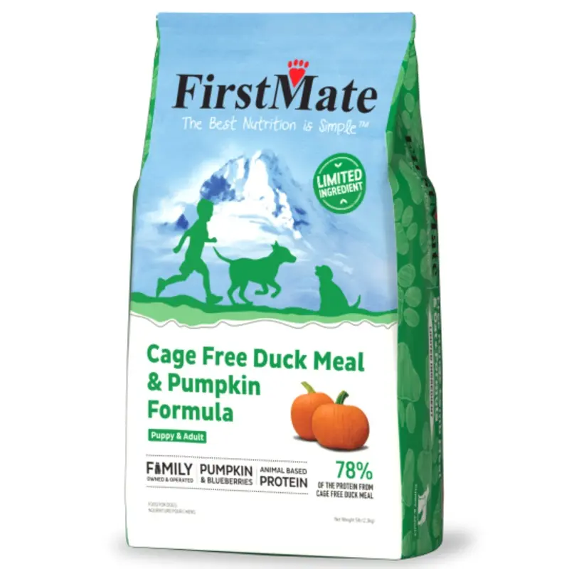 FirstMate LID Cage Free Duck Meal & Pumpkin Formula Dry Dog Food, 5lb