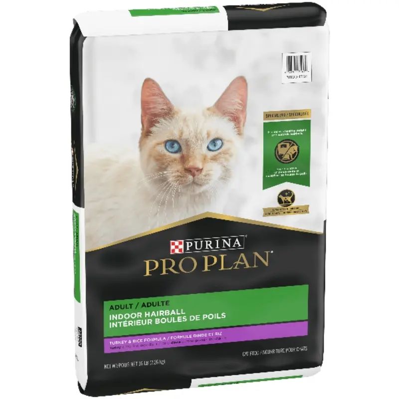 Purina Pro Plan Adult Indoor Hairball Turkey & Rice Dry Cat Food, 16lb