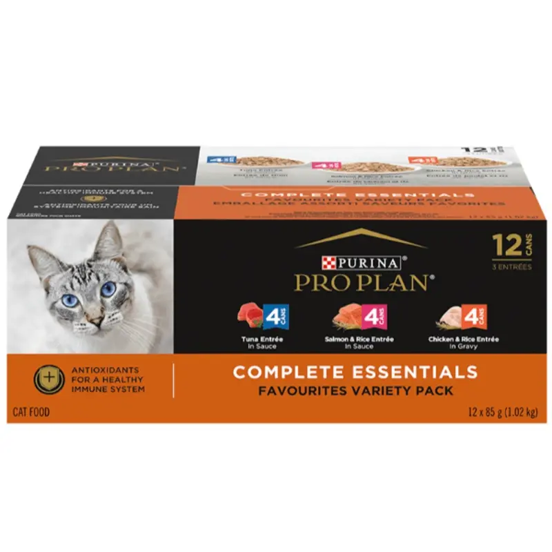 Purina Pro Plan Complete Essentials Favourites Canned Cat Food Variety Pack 12