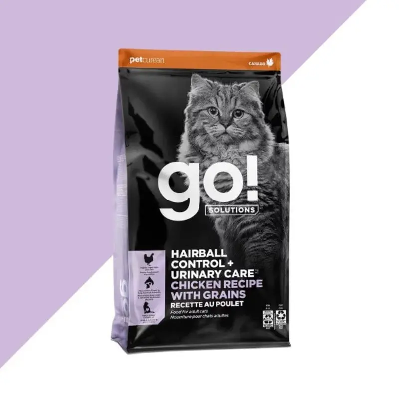 Go! Solutions Hairball Control + Urinary Care, Chicken Recipe with Grains Dry Cat Food