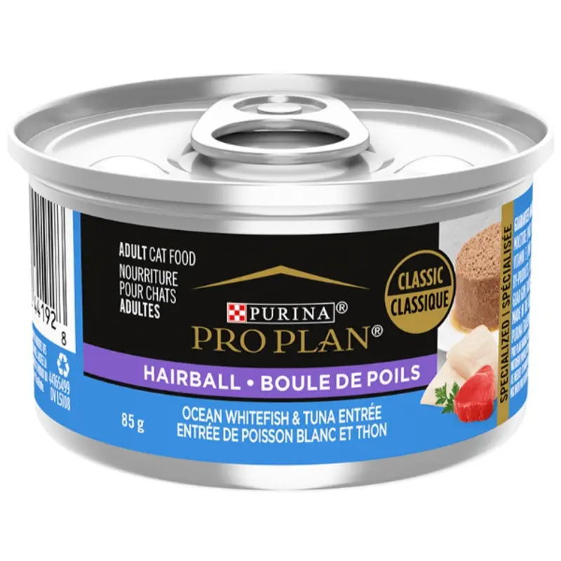 Purina Pro Plan Hairball Ocean Whitefish & Tuna Entre in Gravy Canned Cat Food, 85g