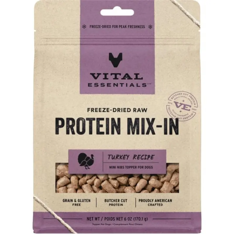 Vital Essentials Freeze-Dried Raw Protein Mix-In Turkey Recipe Dog Food Topper