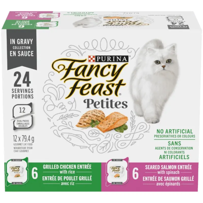 Fancy Feast Petites in Gravy Collection Wet Cat Food Variety 12 Pack