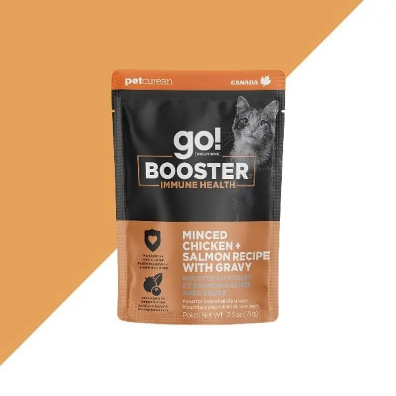 Go! Solutions Booster Immune Health Minced Chicken + Salmon with Gravy Wet Cat Food*