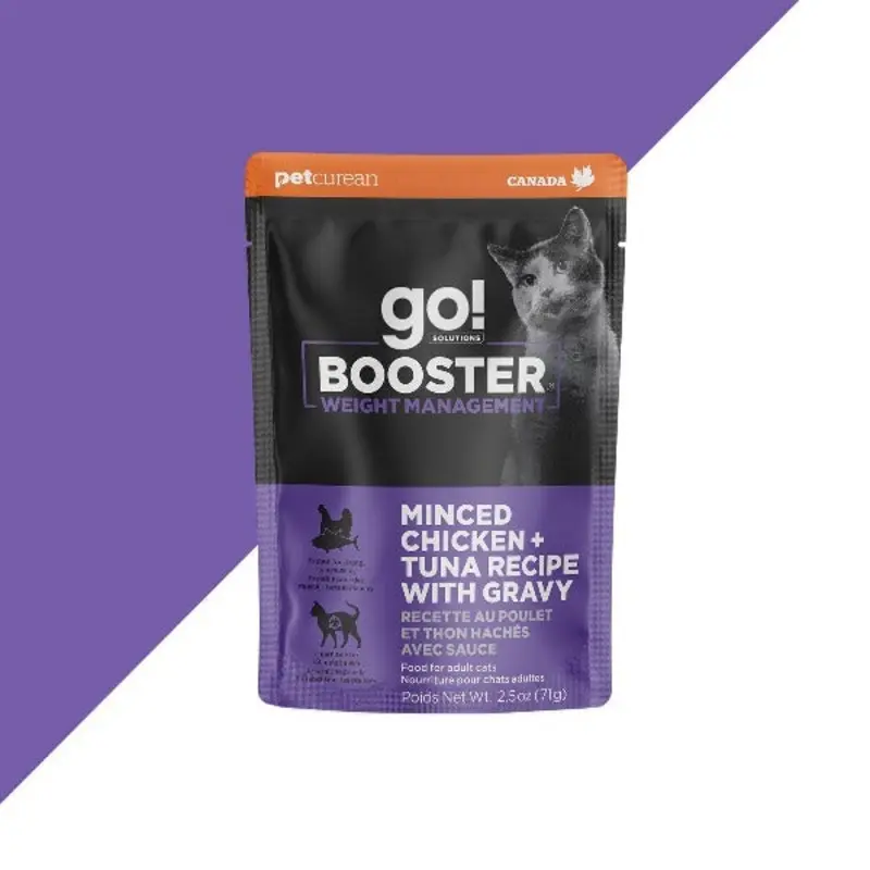 Go! Solutions Booster Weight Management Minced Chicken + Tuna with Gravy Wet Cat Food*