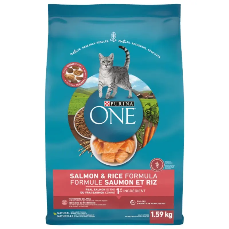 Purina ONE Salmon & Rice Formula Dry Cat Food, 1.59kg