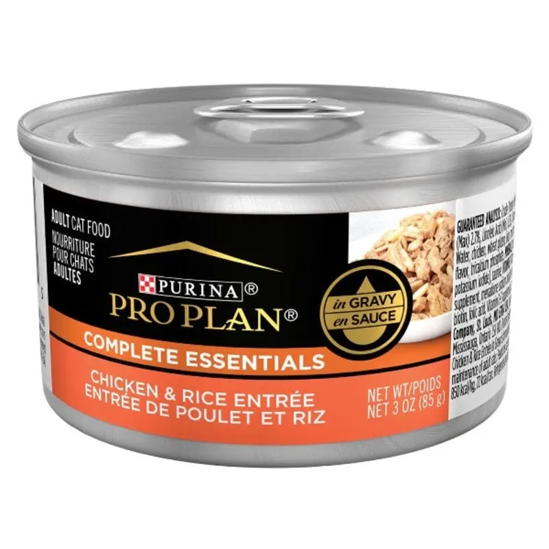 Purina Pro Plan Complete Essentials Chicken & Rice Entre in Gravy Canned Cat Food, 85g