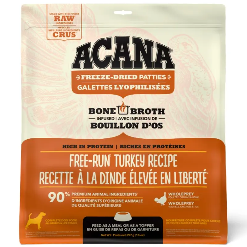 ACANA Free-Run Turkey Recipe Freeze Dried Dog Food, Patties