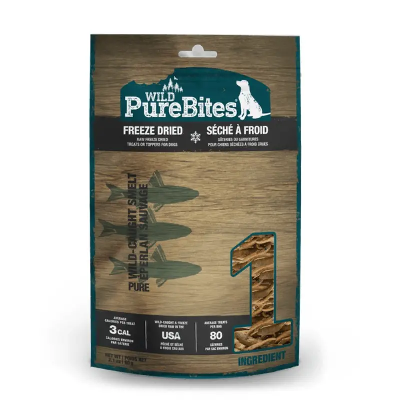 PureBites Wild Freeze Dried Smelt Dog Treats, 60g