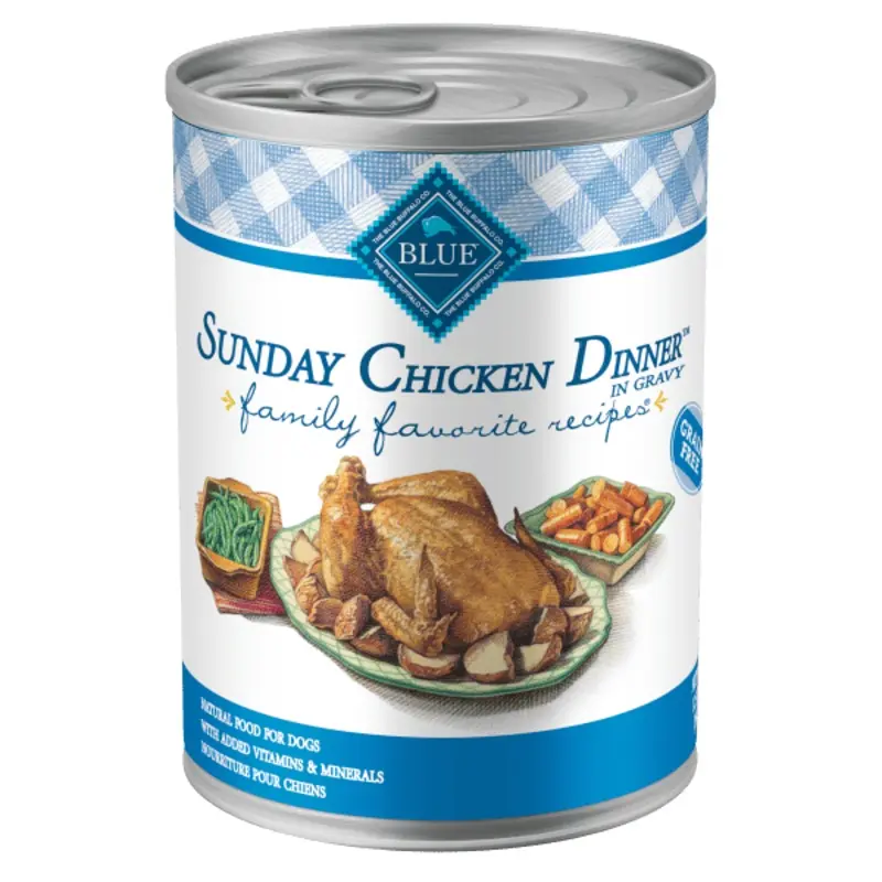 BLUE Family Favorite Recipes Sunday Chicken Dinner Canned Dog Food