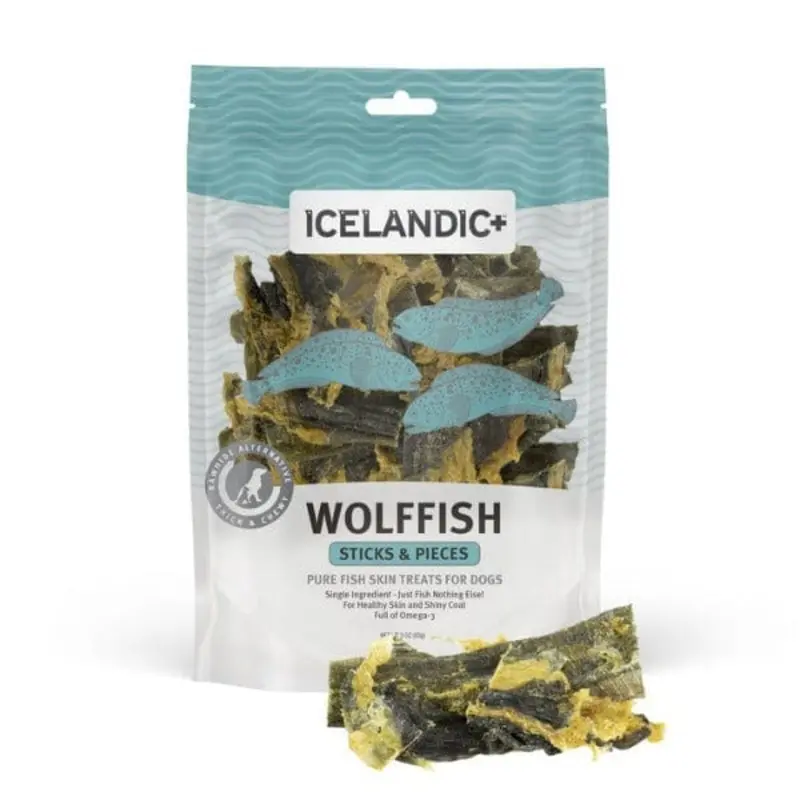 Icelandic+ Wolffish Skin Sticks & Pieces Dog Treats (SPECIAL ORDER ITEM)