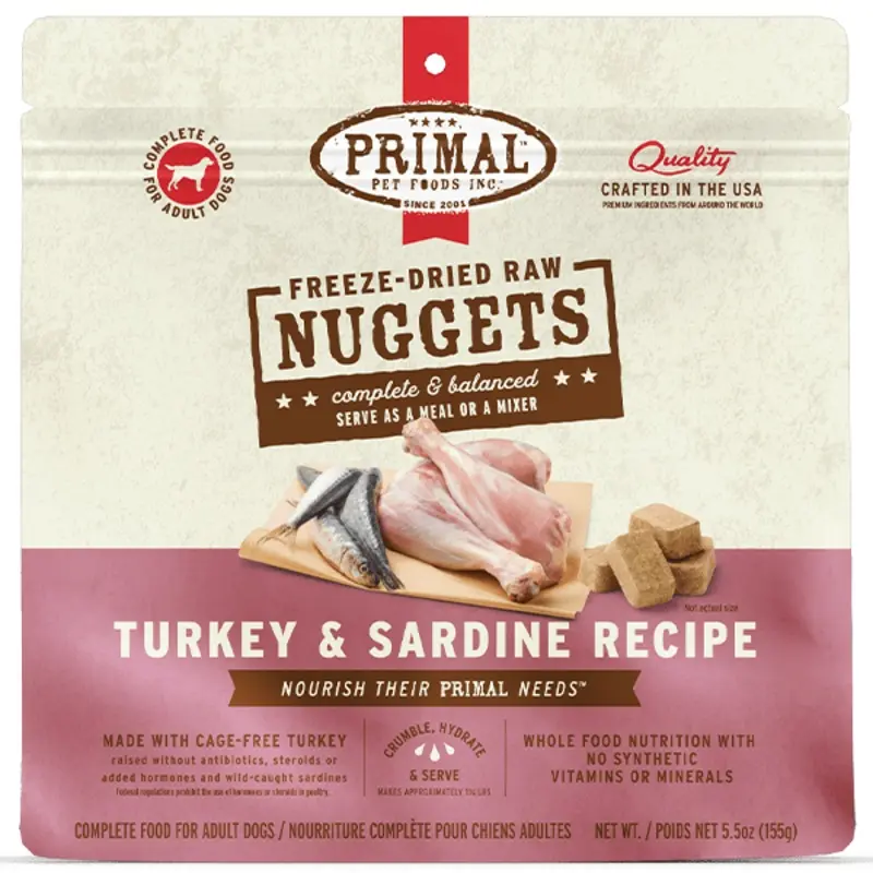 Primal Freeze Dried Turkey & Sardine Nuggets for Dogs (SPECIAL ORDER ITEM)