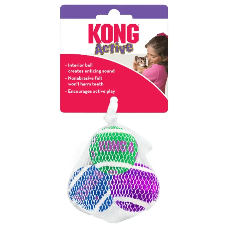 KONG Cat Active Tennis Balls with Bells Cat Toy