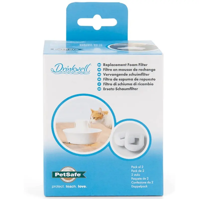 Drinkwell Ceramic & 360 Stainless Steel Fountain Replacement Foam Filters (2-Pack)