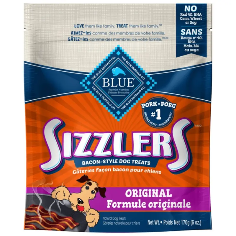 BLUE Sizzlers Natural Pork Bacon-Style Dog Treats
