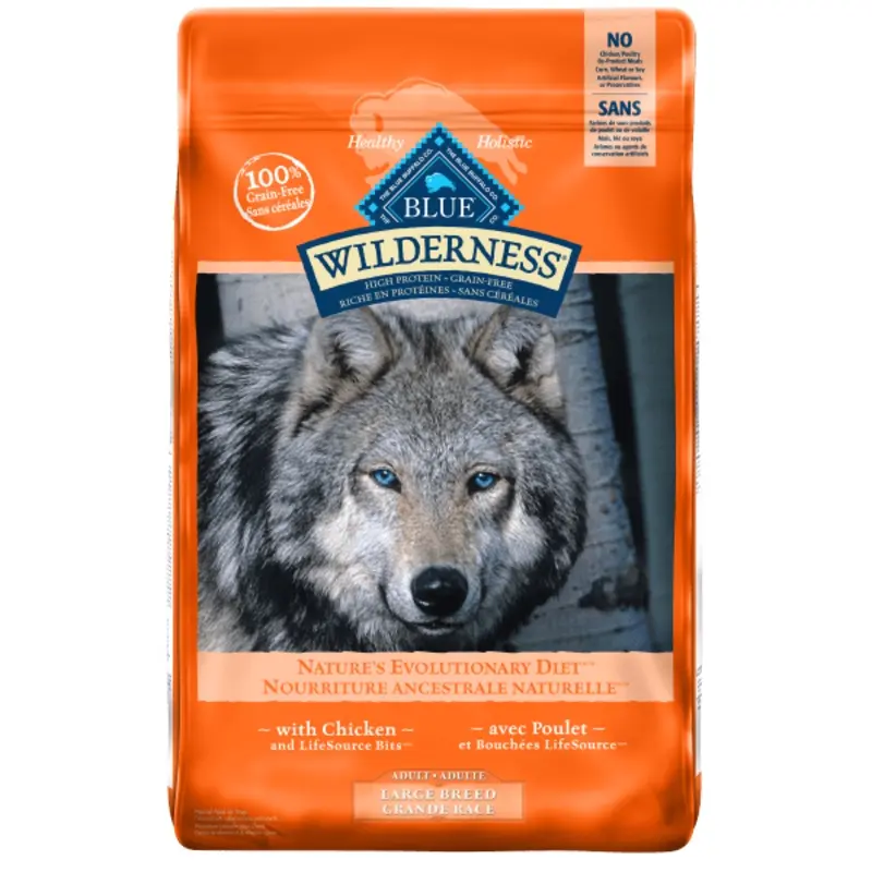 BLUE Wilderness Grain Free Large Breed Chicken Recipe Dry Dog Food, 24lb