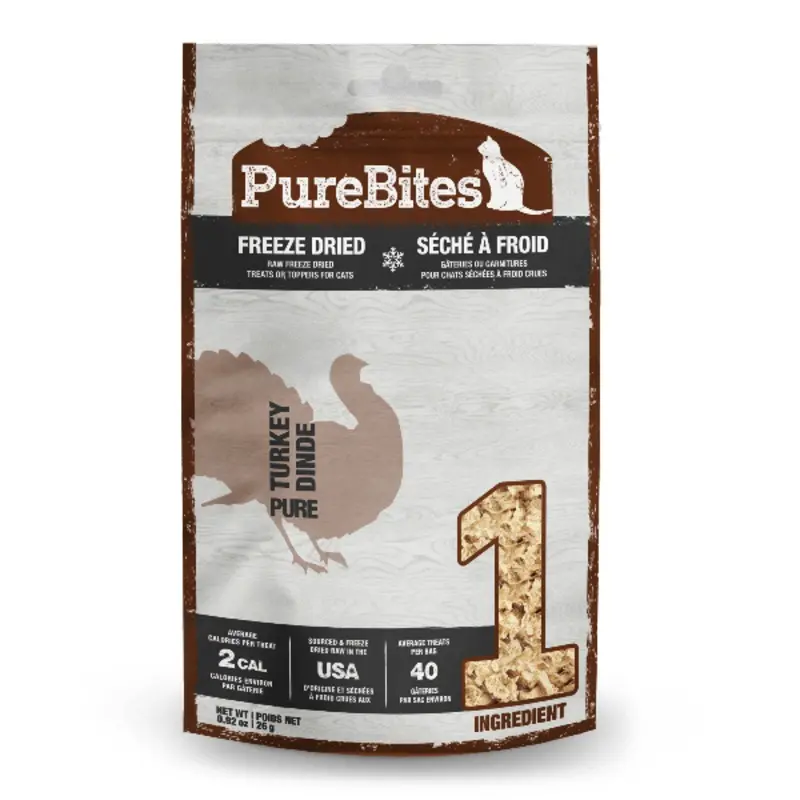 PureBites Freeze Dried Turkey Cat Treat, 26g
