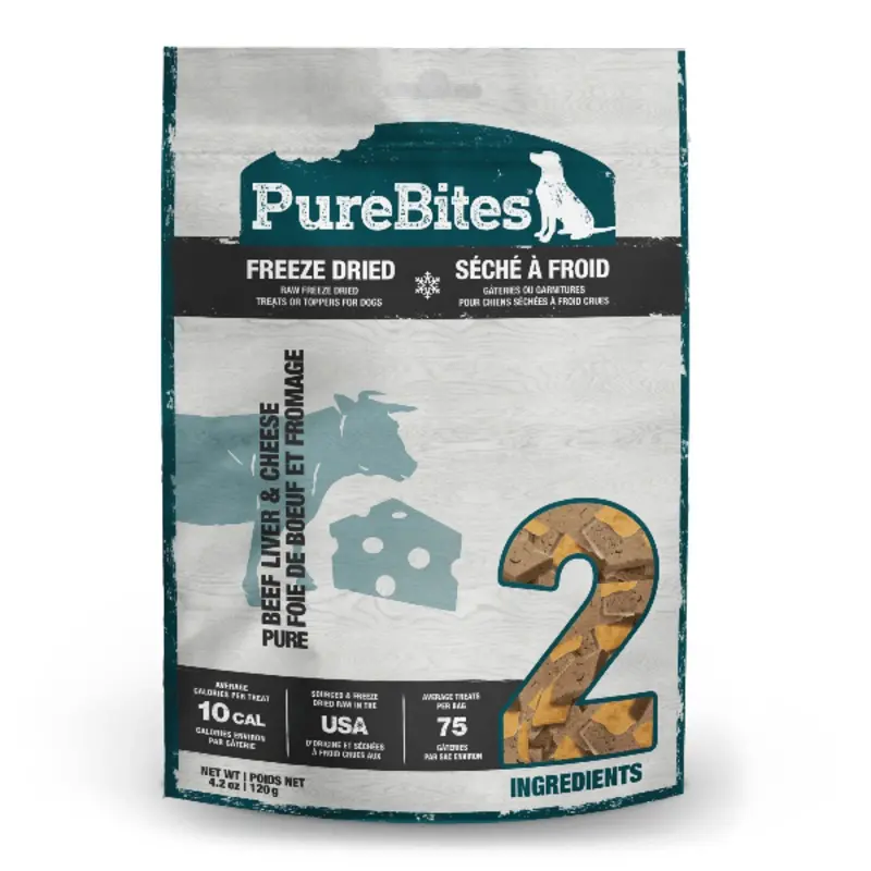 PureBites Freeze Dried Beef & Cheese Dog Treats, 120g