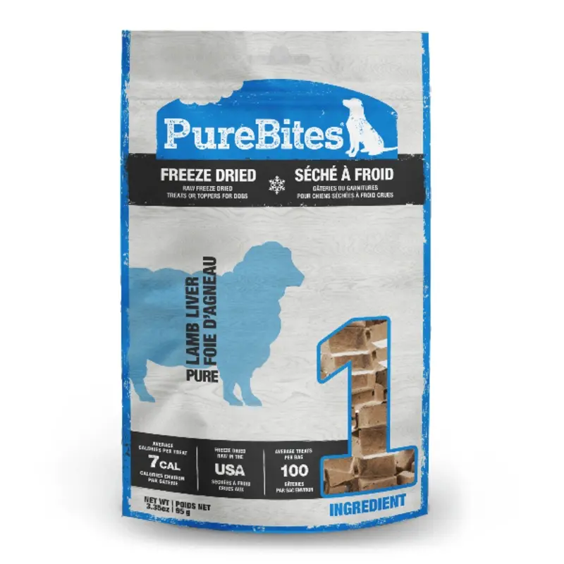 PureBites Freeze Dried Lamb Liver Dog Treats, 95g
