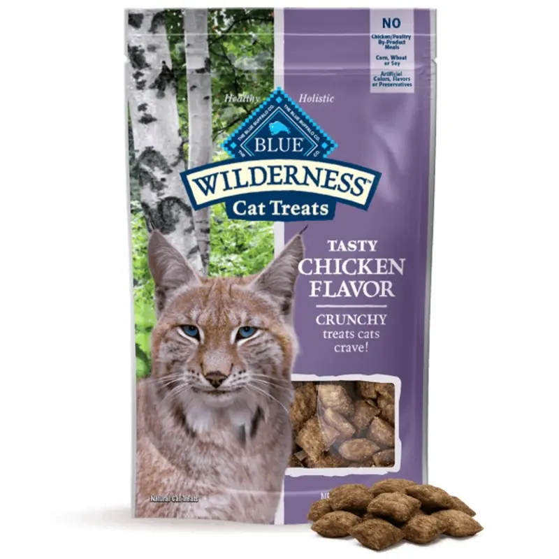BLUE Wilderness Grain Free Crunchy Cat Treats; Tasty Chicken Flavor