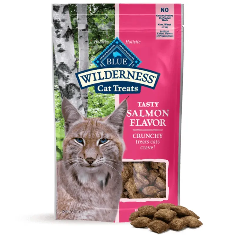 BLUE Wilderness Grain Free Crunchy Cat Treats; Tasty Salmon Flavor