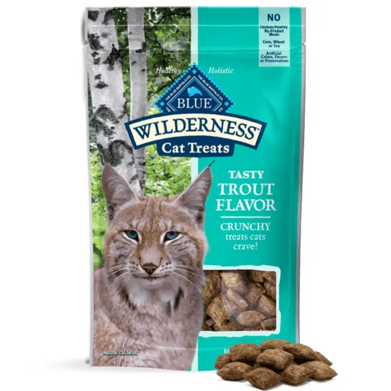 BLUE Wilderness Grain Free Crunchy Cat Treats; Tasty Trout Flavor