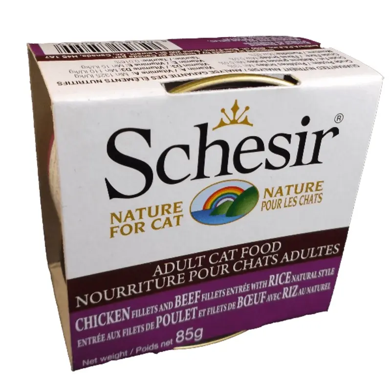 Schesir Chicken & Beef Fillets Entre with Rice Natural Style Adult Wet Cat Food