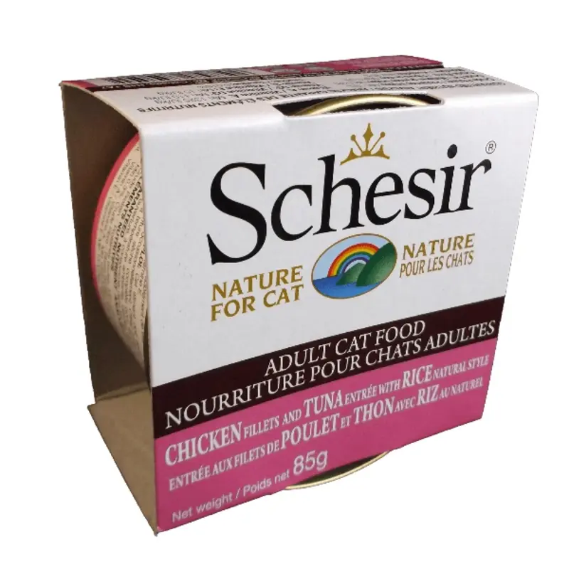Schesir Chicken Fillets & Tuna Entre with Rice Natural Style Adult Wet Cat Food