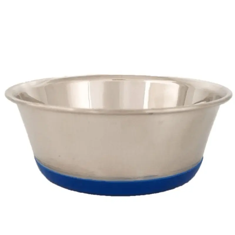 Heavy Stainless Steel Dish with Bonded Rubber Base