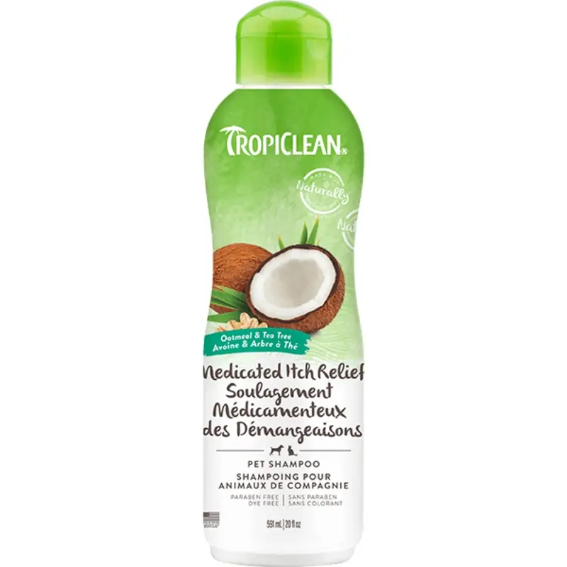 Tropiclean Medicated Itch Relief Oatmeal & Tea Tree Pet Shampoo