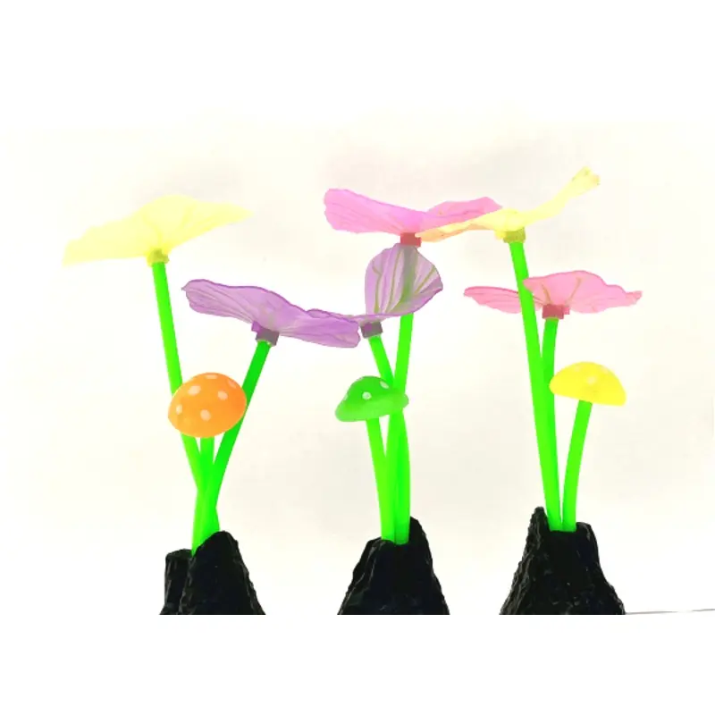 Fish Gear Glow Multi Coloured Mushroom & Fungi Aquarium Ornament