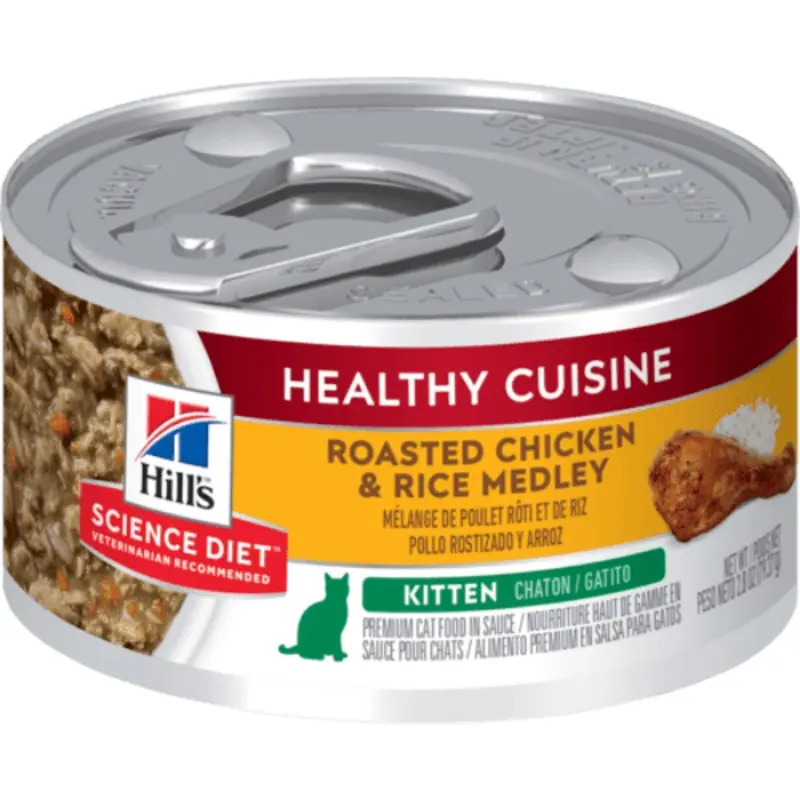 Science Diet Healthy Cuisine Roasted Chicken & Rice Medley Canned Kitten Food, 2.8oz