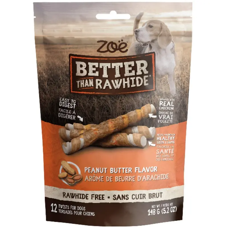 Zo Better than Rawhide Peanut Butter Twists for Dogs