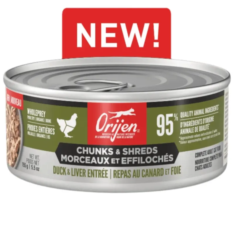 Orijen Duck & Chicken Chunks & Shreds Entre Canned Cat Food, 5.5oz