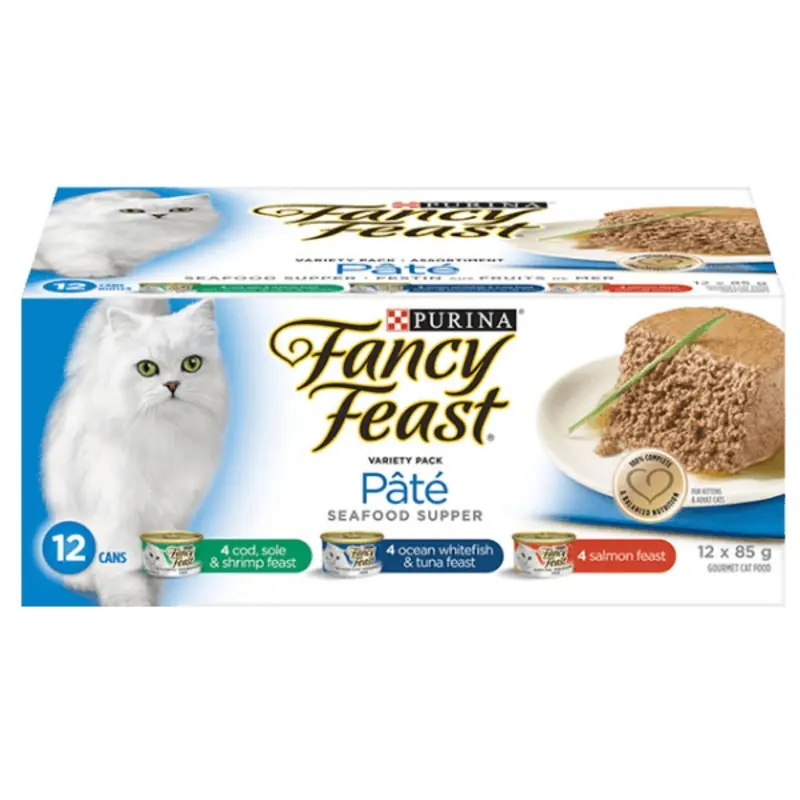Fancy Feast Seafood Supper Pate Canned Cat Food Variety Pack