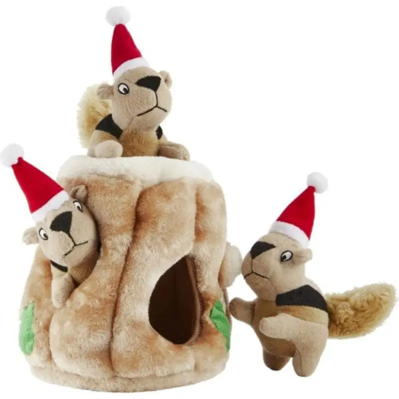 Outward Houndz Hide-a-Squirrel Holiday Dog Toy