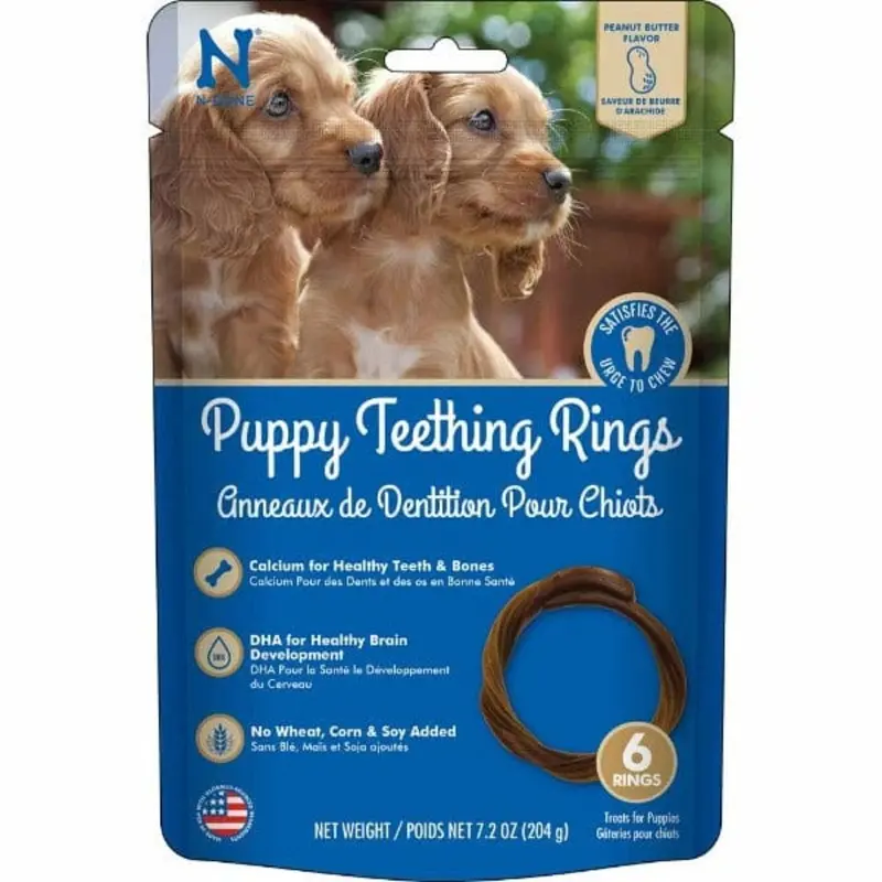 N-Bone Puppy Teething Rings; Peanut Butter Flavour
