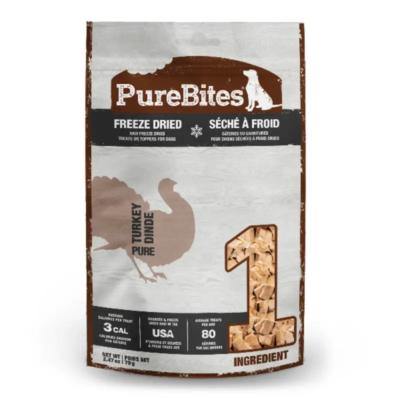 PureBites Freeze Dried Turkey Dog Treats, 70g