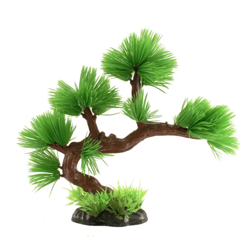 Fish Gear Green Pine Bonsai Tree Plastic Aquarium Plant
