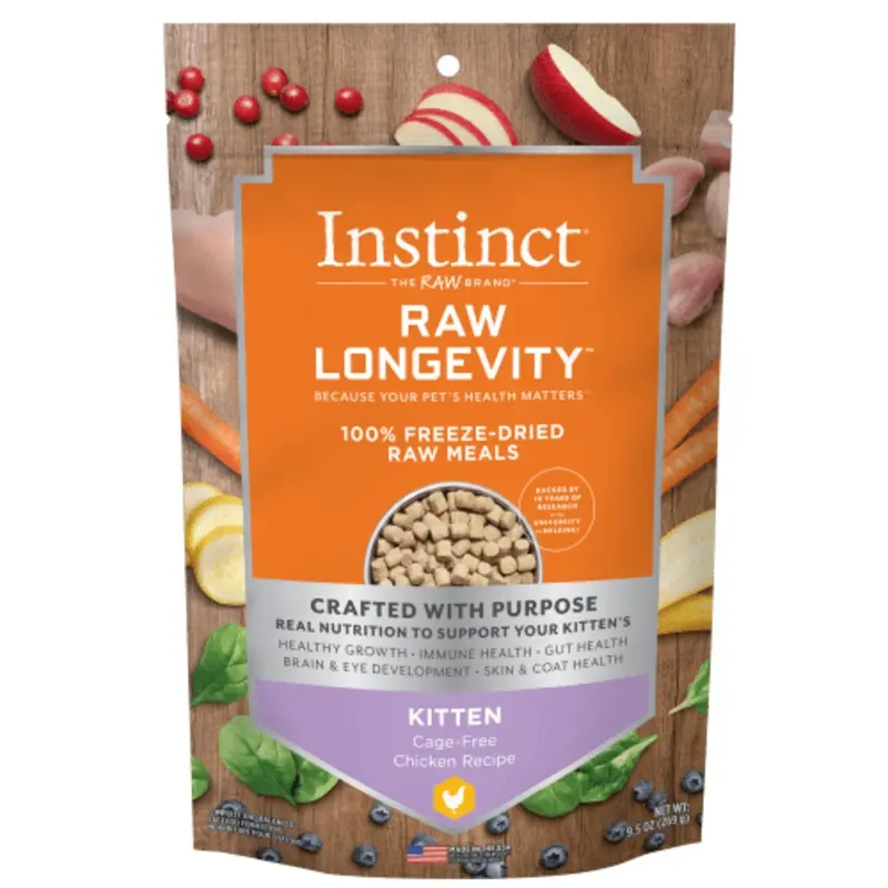 Instinct Raw Longevity Chicken Recipe 100% Freeze Dried Kitten Food, 9.5oz