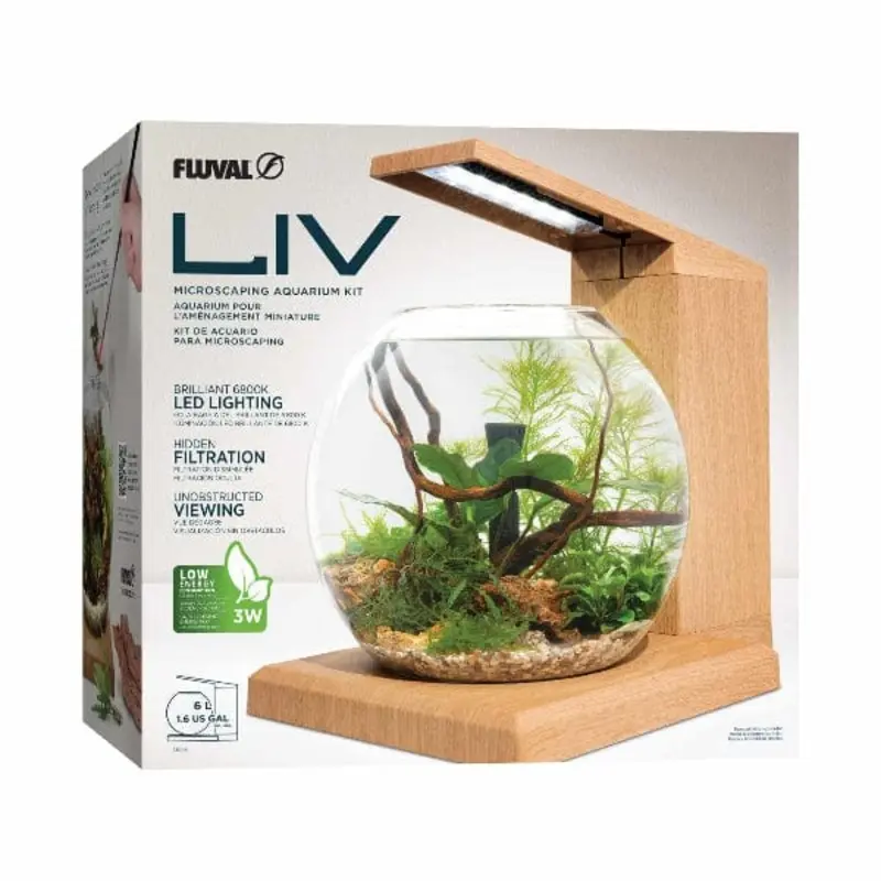 Fluval Liv Microscaping Aquarium Kit, 1.6 US Gal / 6 L, Teak