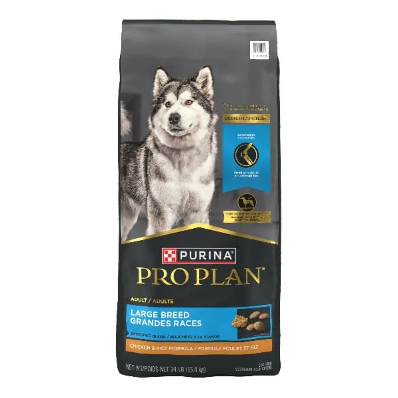 Purina Pro Plan Adult Large Breed Shredded Blend Chicken & Rice Dry Dog Food, 34lb