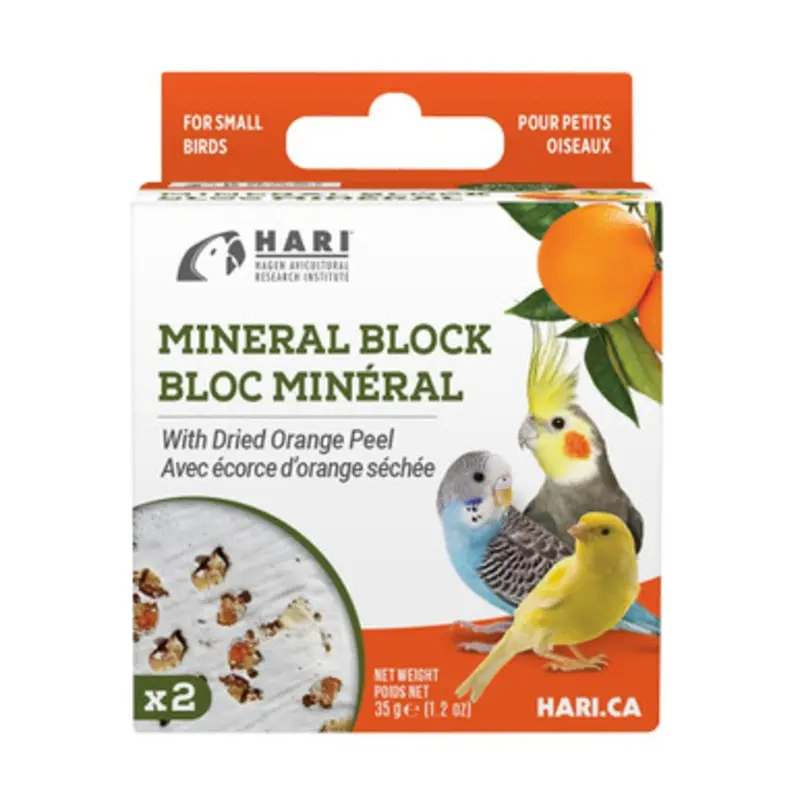 HARI Mineral Block w/ Dried Orange Peel For Small Birds 1.2 oz