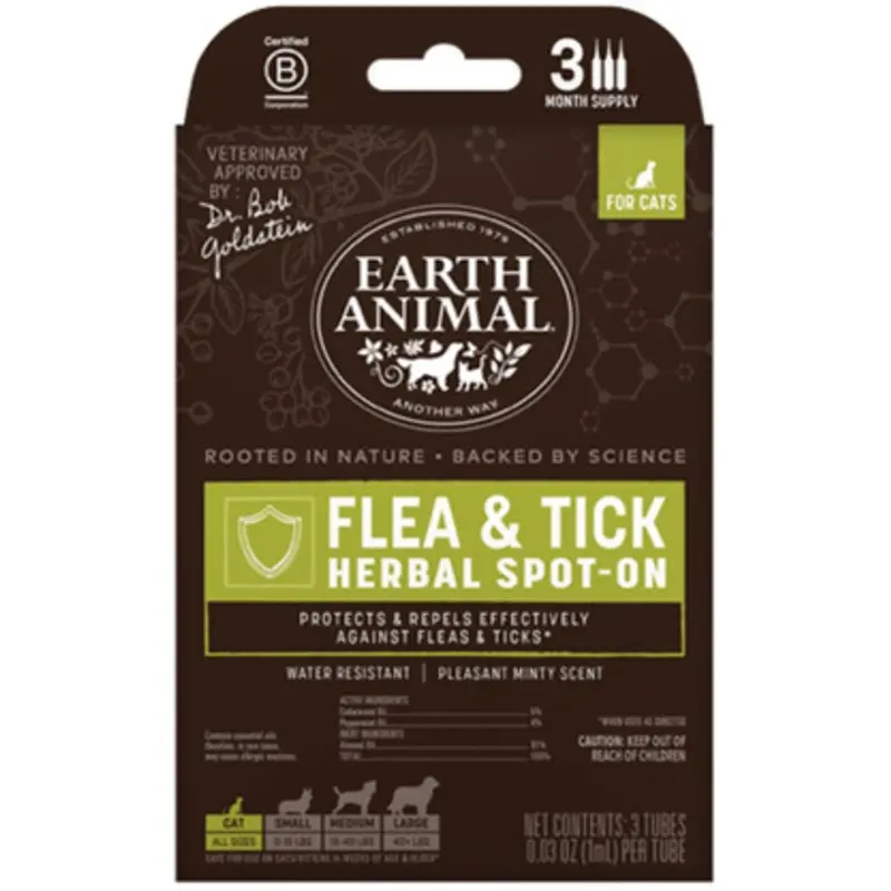 Earth Animal Nature's Protection Herbal Flea & Tick Spot-On Treatment for Cats 3 pk