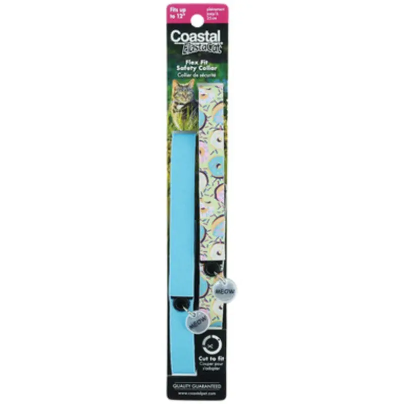 Coastal ElastaCat Donuts & Blue Flex Fit Cat Safety Collar, 2-Pack 2 pk