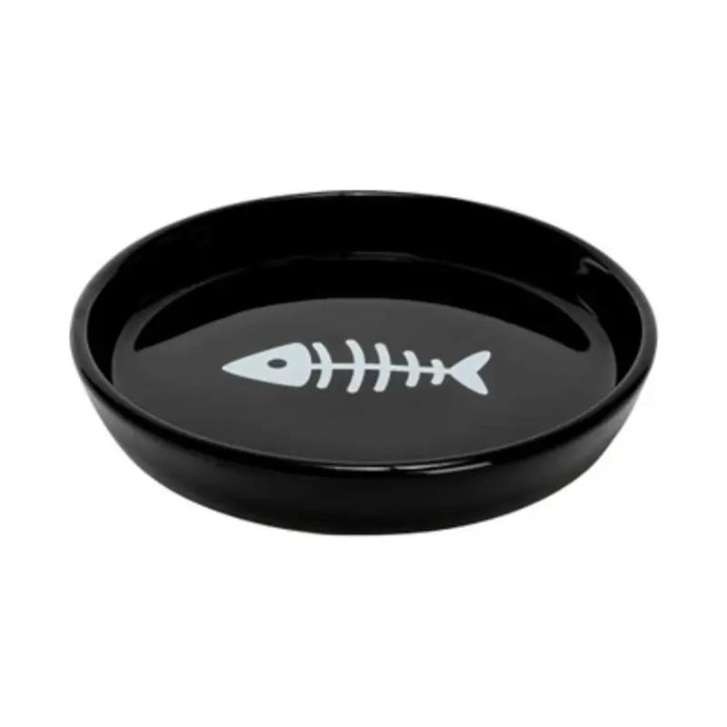Park Life Designs Oscar Round Black Ceramic Cat Dish One Size