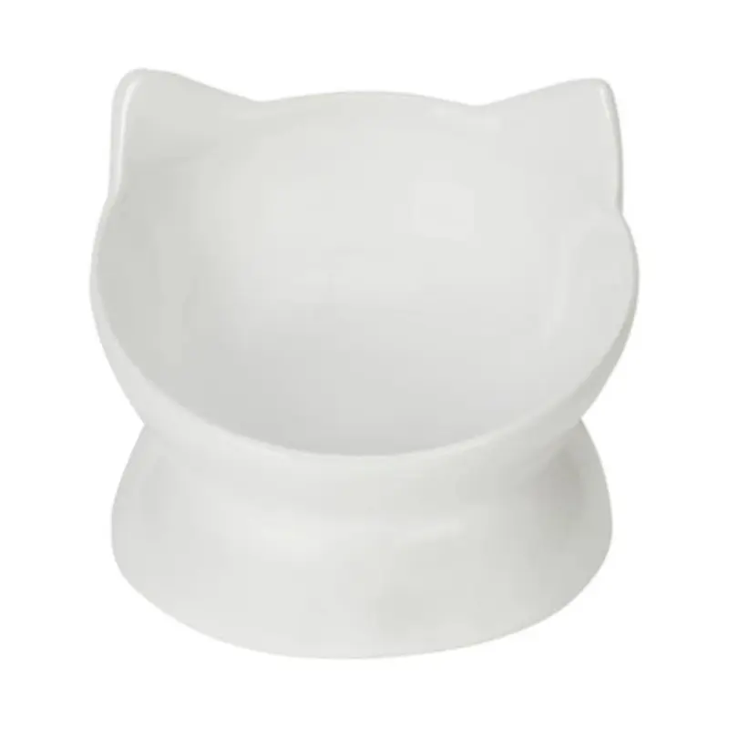 Park Life Designs Oscar Tilt White Ceramic Cat Dish On Size