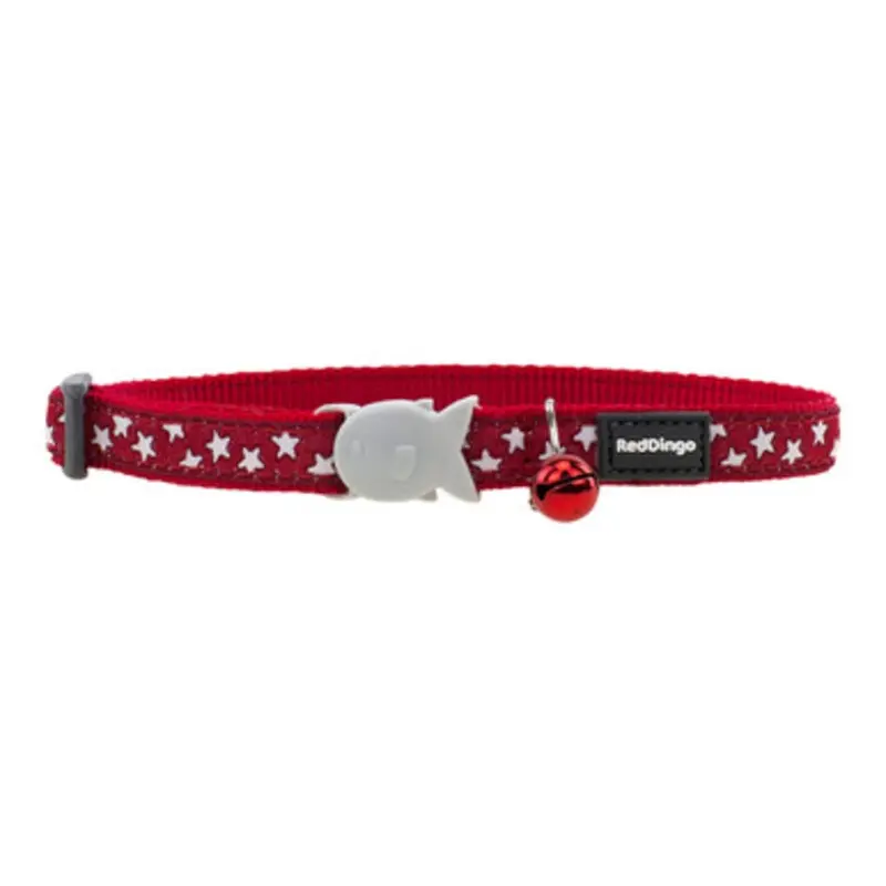 Red Dingo Designs Stars Red Safety Cat Collar Small