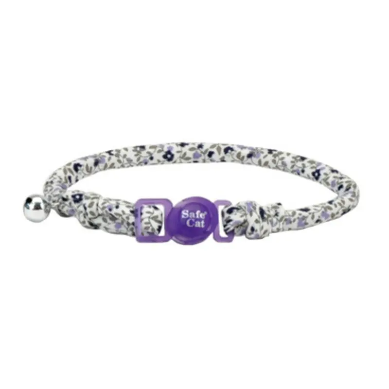 Safe Cat Purple Floral Round Fashion Adjustable Cat Collar 8" - 12"